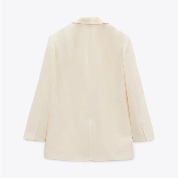 Zara Patch Pocket Blazer Ecru - Picture 3 of 8